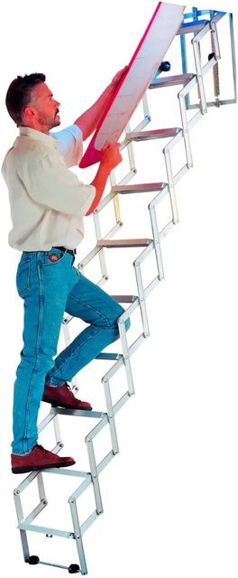 Dolle Scherentreppe Alufix mit Stirnbrett aus Aluminium in Silber, 9 Stufen - Bild 1