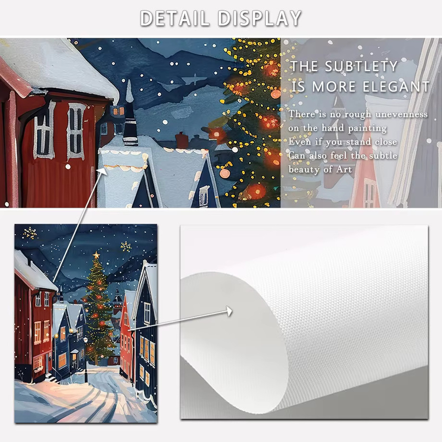 Minimalistisches Leinwandposter Potdemiel Romantischer Winter in Paris mit Schnee und Weihnachtsbaum, Mehrfarbig - Bild 2