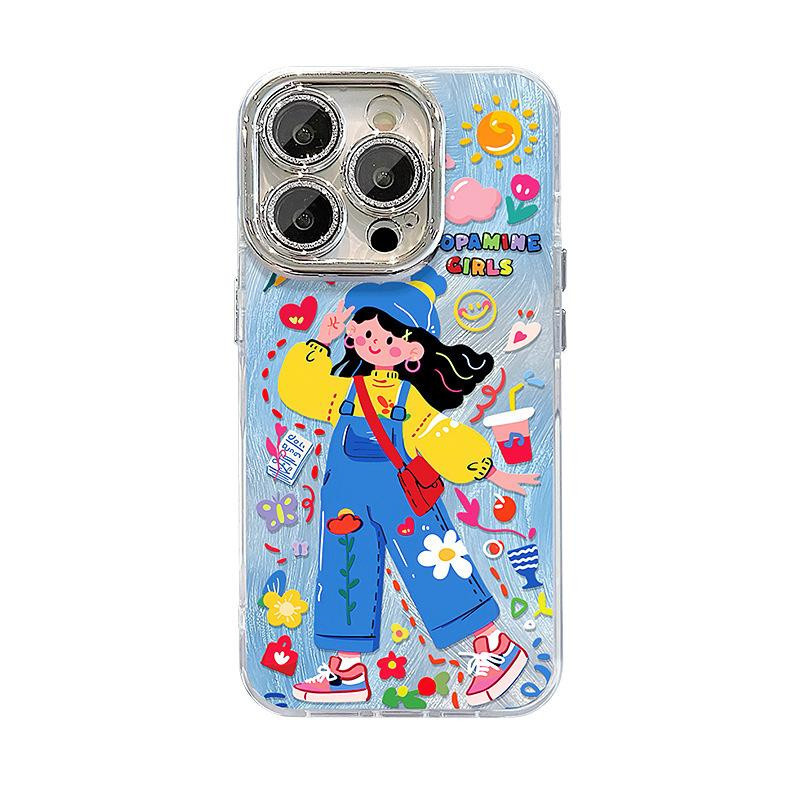 Bunte Handyhülle mit Cartoon-Mädchen und Graffiti-Design für iPhone 11 bis 16 Pro Max sowie Redmi K40/K40 Pro - Bild 2