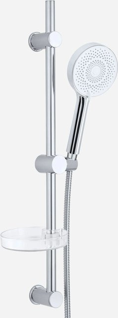 Euroshowers EuroFlux Duschset mit Handbrause und Wandstange in Chrom und Weiß, Breite: 75 cm - Bild 1