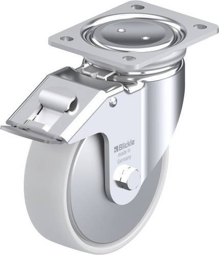 Blickle Lenkrolle LUH-PO 160G-FI-FA mit Feststeller in Silber und Weiß, Rad-Durchmesser: 160 mm, Tragfähigkeit: 450 kg - Bild 1