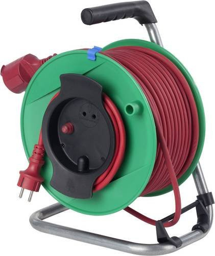 AS Schwabe Kabeltrommel 50m Rot mit Schutzkontakt und Gummi-Stecker IP44 - Bild 1