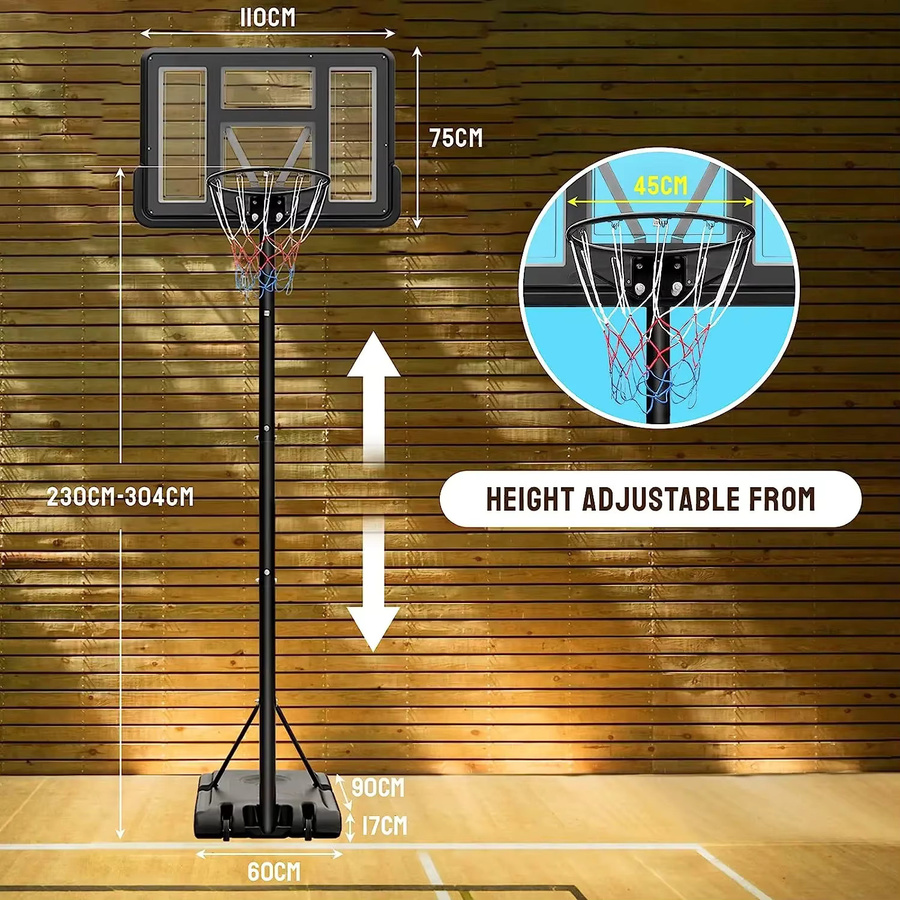 TLGREEN Basketballkorb mit Rädern, höhenverstellbar, für den Innen- und Außenbereich - Bild 4
