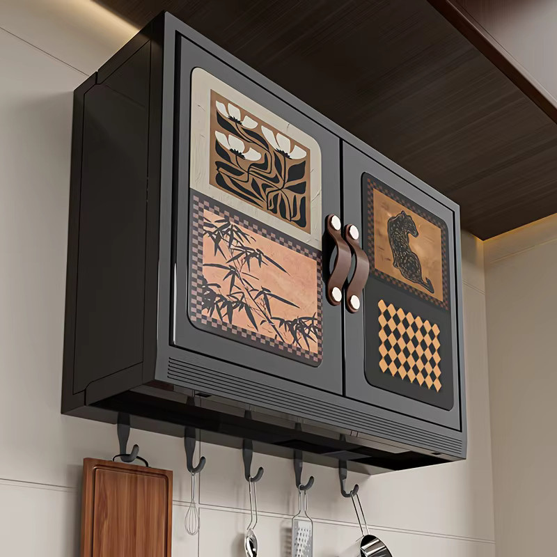 XIUGOUDUOLA Vintage Gewürzregal aus Metall für die Wandmontage in Schwarz oder Braun - Bild 2