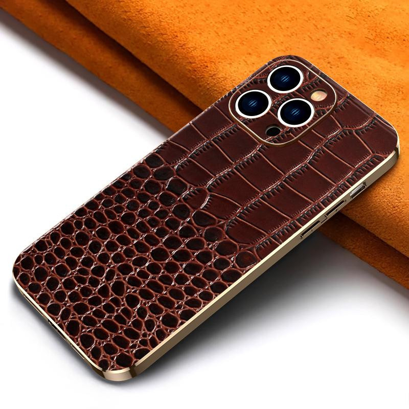 Langsidi Echte Ledertasche für iPhone 16 15 14 Pro Max in Braun mit Stoßfestem Kamera-Schutz - Bild 2