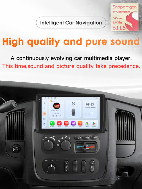 OSSURET Android Auto und Carplay Multimedia-Player für Dodge Ram 1500 2500 3500 2002 - 2005, Auto-Stereo-Audio in Schwarz - Bild 1