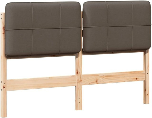 vidaXL Gepolstertes Kopfteil aus massivem Kiefernholz in Braun und Taupe, Breite: 150 cm - Bild 1