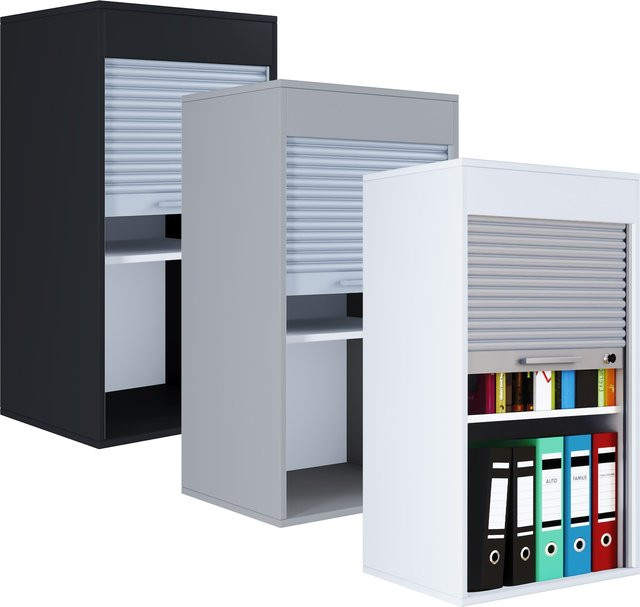 VCM Aktenschrank Aktos L mit Rollladen in Schwarz, H 93 cm, B 50 cm, T 40 cm - Bild 5