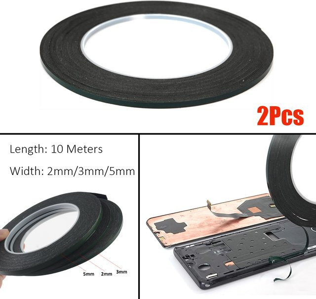 2 Stück Handy LCD Gebogenes Display Glas Gehäuse Abdeckung mit Doppelseitigem Klebeband für Samsung Xiaomi Huawei in Schwarz - Bild 1