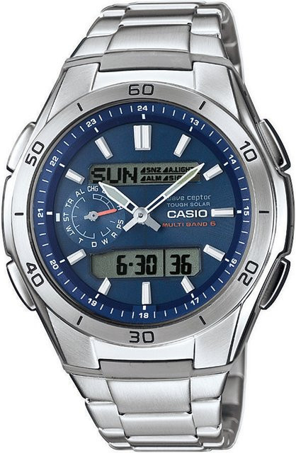 CASIO Armbanduhr Funk-Solar, Edelstahl, Blau, 44 mm, Herren - Bild 1