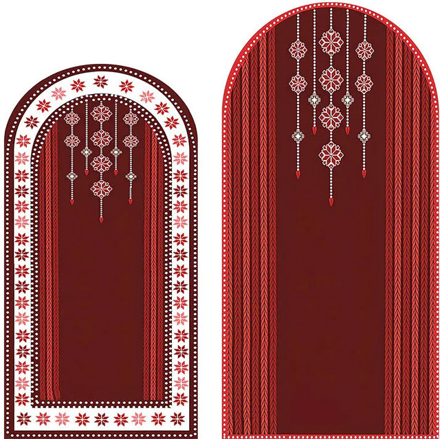 VIKAMA Hintergrundbezug im Bohemian-Stil in Rot, gewölbter Fotografie-Hintergrundstoff für Hochzeiten und Geburtstage, B/H: 120 x 50 cm - Bild 1