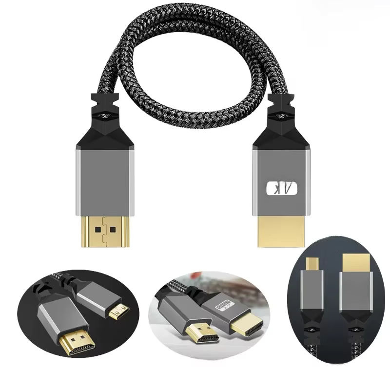 BSN HDMI-zu-HDMI-Kabel Nylon HD 4K@60Hz V2.0 Verlängerungskabel Stecker auf Stecker, Schwarz - Bild 7