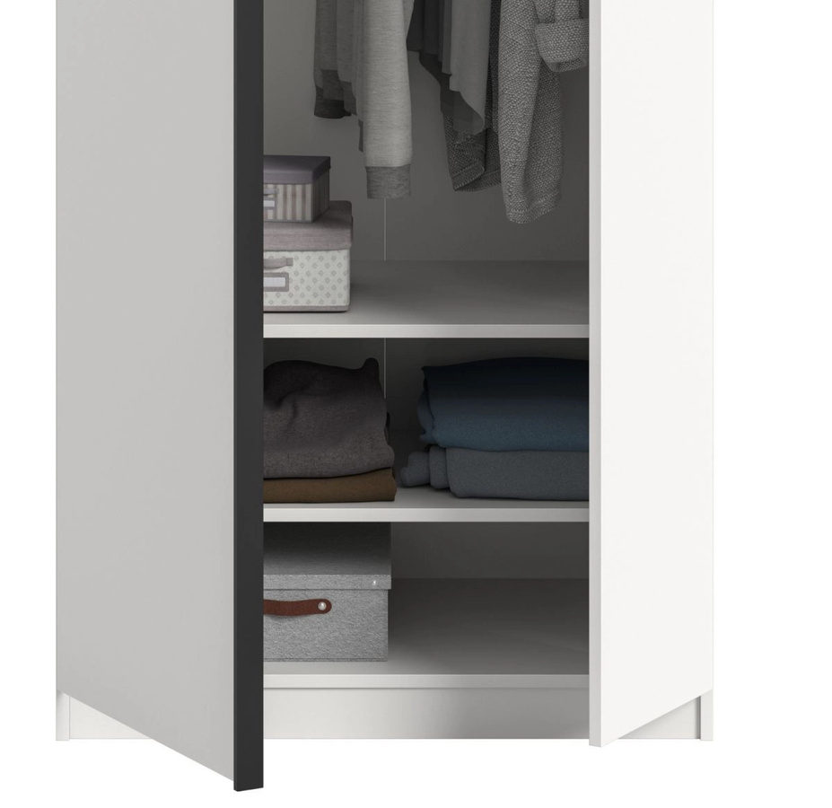 Kleiderschrank Girona 2-türig in Weiß, modern mit Kleiderstange, B/H: 80 x 183 cm - Bild 3