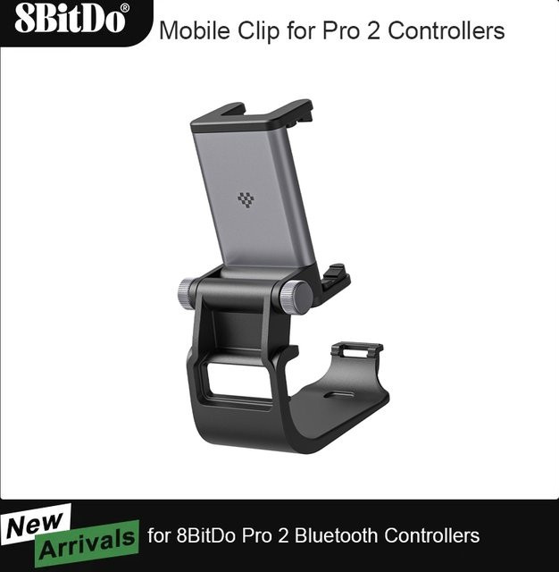 8BitDo Handy-Clip für 8BitDo Pro 2 Gamepad in Schwarz, verstellbarer Controller-Halter und Ständer für mobiles Gaming - Bild 1