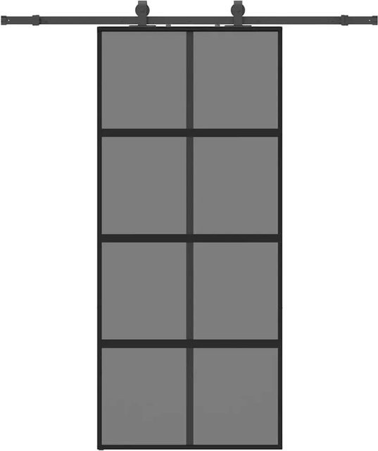 vidaXL Schiebetür aus Hartglas mit Beschlag in Schwarz, modern, B/H: 90 x 205 cm - Bild 1