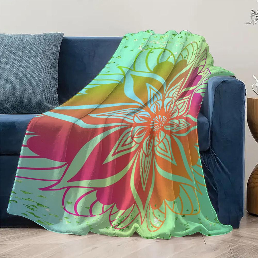 Bunte Mandala Fleecedecke von JMG Household Supplies in Multicolour, weiche Überwurfdecke aus Plüsch, B/B: 70 x 100 cm - Bild 3