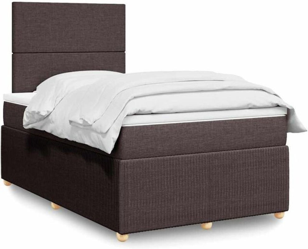 vidaxl Boxspringbett mit Matratze in Braun und Weiß aus Stoff und Holzwerkstoff, B/T/H: 190 x 120 x 150,5 cm - Bild 1