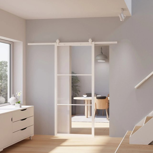 inova Loft Glasschiebetür aus Stahl in Weiß mit 3 Feldern und 2-seitigem Softclose, B: 102,5 cm, H: 220 cm - Bild 1