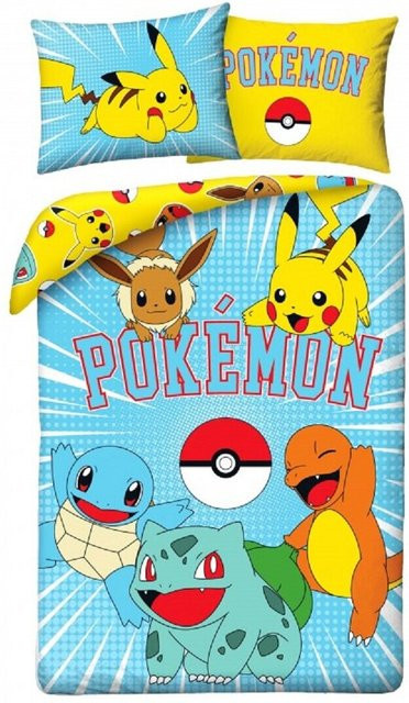 Pokémon Bettwäsche Set aus atmungsaktiver Baumwolle in Multicolour, bestehend aus Bettbezug und Kissenbezug, B/H: 140 x 200 cm - Bild 1