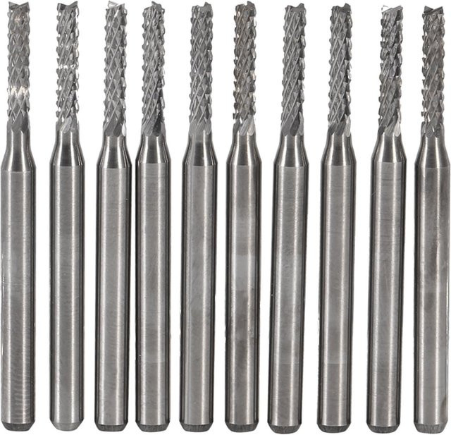 10 Stück Hartmetallfräser Gravierbits CosyHome in Silber mit 2 mm Durchmesser - Bild 1
