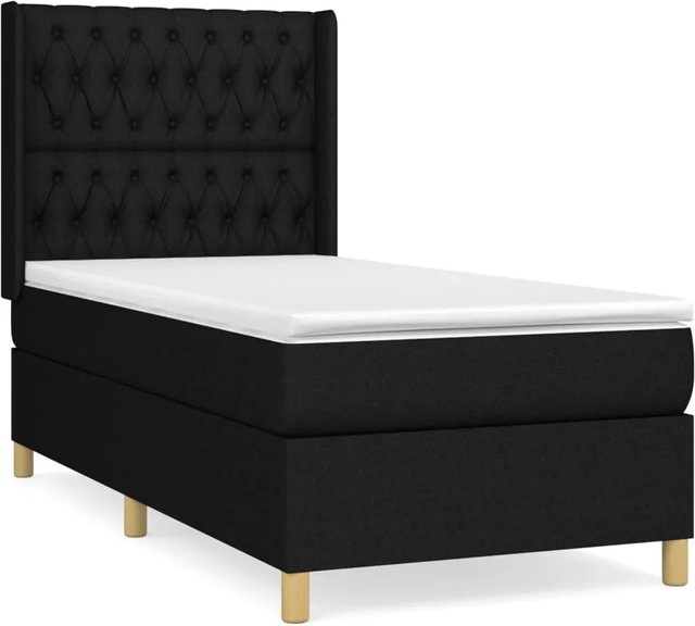 vidaXL Boxspringbett Hybrid mit Matratze und Taschenfederkern, Schwarz, B/T: 100 x 200 cm - Bild 1