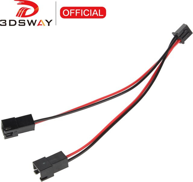 3DSWAY 3D Drucker Hotend Lüfter Kabel mit 2pin XH2.54 Terminal Buchse auf Stecker in Schwarz - Bild 1