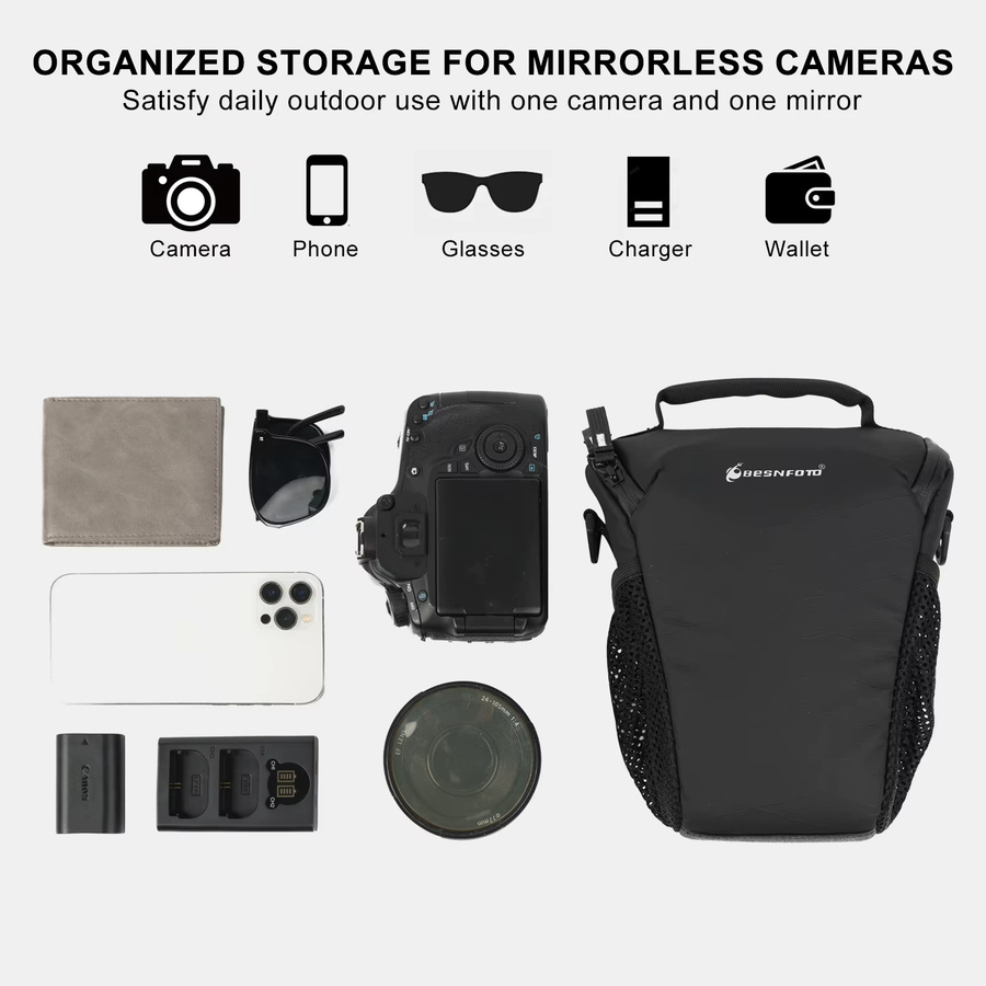 Besnfoto Wasserdichter Sling-Fotografie-Rucksack als leichte Kameratasche für Spiegellose und DSLR-Kameras - Bild 3