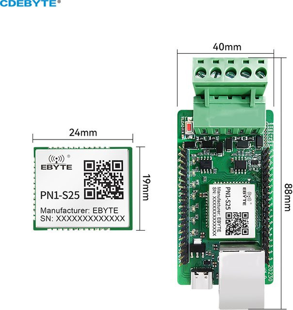 CDEBYTE PN1-S25 Profinet zu Modbus Gateway mit 2 seriellen RS485/RS422 Ports als SMD-Modul - Bild 1