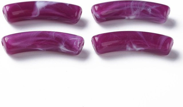 Acrylperlen, lila, gebogenes Rohr, 31 x 9,5 x 7,5 mm - Bild 1