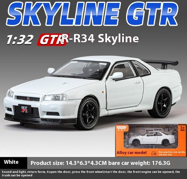 Linyi Nissan Gtr R34 Skyline Supercar, Modellauto, 1:32, Metall, ab 3 Jahren - Bild 1