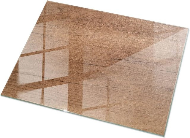 Tulup Tischplatte aus Glas in Braun mit natürlichem Holzmuster, B/T: 120 x 80 cm - Bild 1