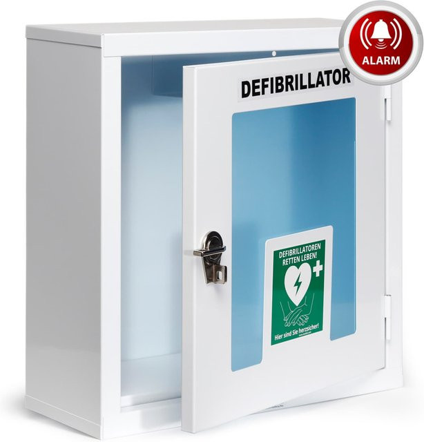 MedX5 Universal Defibrillator AED-Metall-Wandkasten mit Alarm für Innen, Weiß - Bild 1
