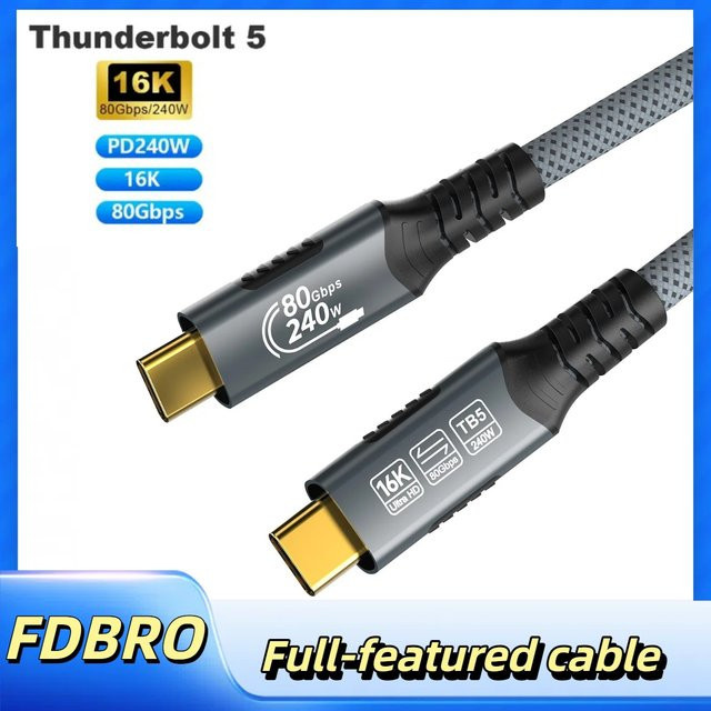 FDBOY Thunderbolt 5 Kabel USB-C auf USB 4.0 mit 80 Gbit/s Ultra High Speed für MacBook Pro und iPad Pro - Bild 1