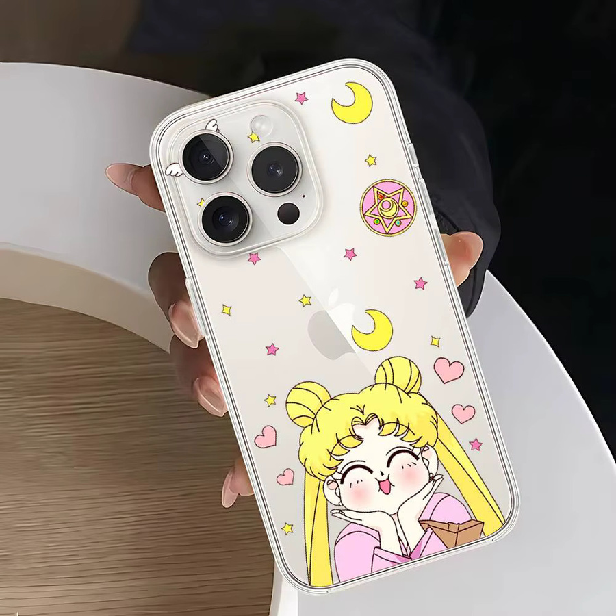 S-Sailor M-Moon Transparente Weiche Schutzhülle für iPhone 17 16 15 14 13 12 11 Pro Max Plus X XR XS - Bild 3