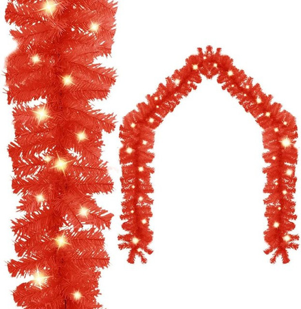 vidaXL Weihnachtsgirlande mit warmweißen LED-Lichtern in Rot, 20 m Länge