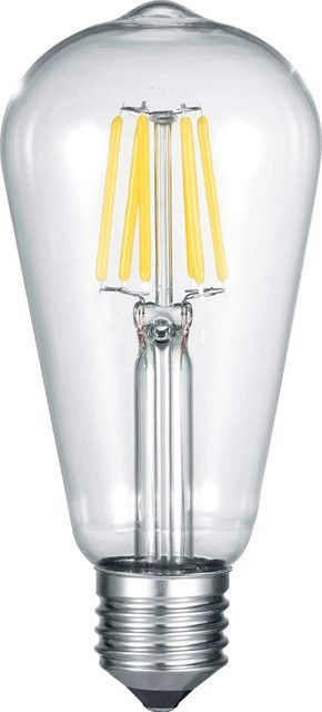 Trio LED Filament Leuchtmittel E27 Kolben Vintage Transparent Warmweiß 6 W 600 lm - Bild 1