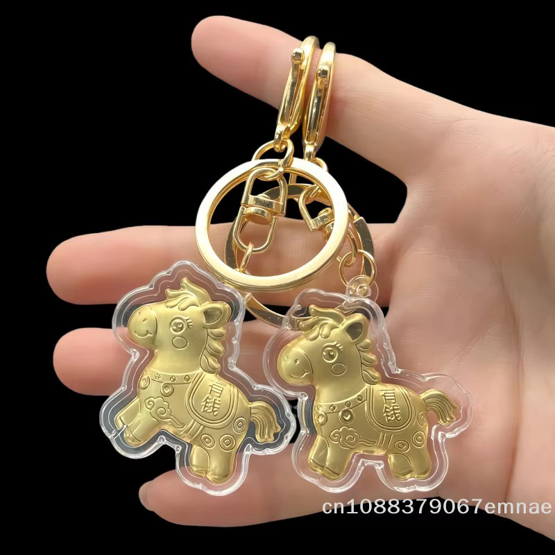 ZYAS Schlüsselanhänger Pferd, Goldfolie, Unisex - Bild 3