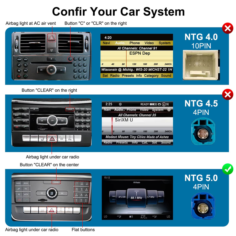 EzoneTronics Wireless CarPlay und Android Auto Nachrüstsatz Decoderbox für Mercedes Benz NTG 5.0 System (2015–2018), Farbe: Schwarz - Bild 3