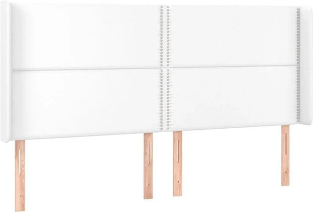 vidaXL Kopfteil mit Ohren in Weiß aus Kunstleder, B/H: 203 x 118 cm, Tiefe: 16 cm - Bild 1