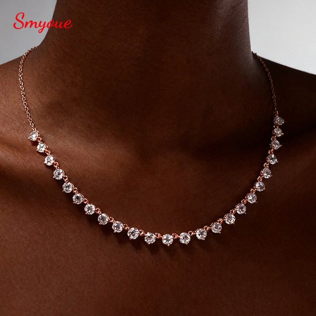 Smyoue Halskette, 925 Silber, Moissanit, Roségold, Damen, 42 cm - Bild 1