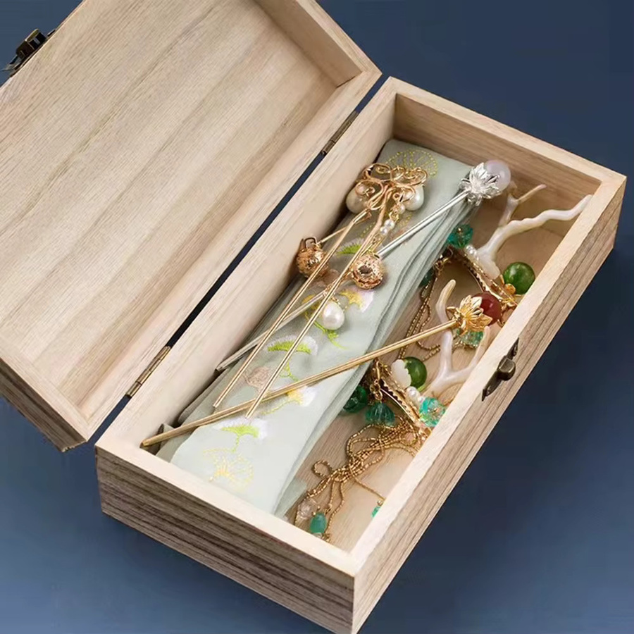 VIBRATITE Holz Aufbewahrungsbox im Retro-Stil mit Deckel und transparentem Verschluss - Bild 3