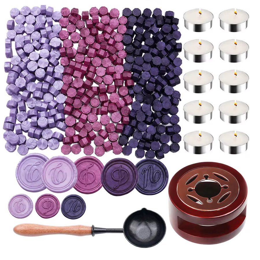 Siegelwachsperlen-Set in Weiß mit Wachssiegellackwärmer, Wachslöffel und 10 Teelichtern für DIY, Scrapbooking und Hochzeiten - Bild 7