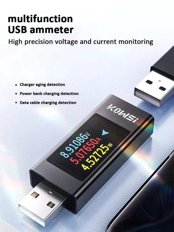 Digitaler USB Tester DC Voltmeter und Amperemeter zur Strom- und Spannungsanzeige für Powerbanks und Ladegeräte, Schwarz, 4-30V, 6,5A - Bild 6