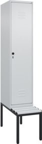 C+P Spind Classic PLUS Garderobenspind mit Sitzbank, 1 Abteil, Lichtgrau, B/T/H: 212,0 x 40,0 x 81,5 cm - Bild 1