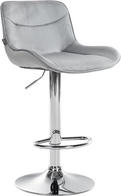 DELUKE Barhocker RAGAD höhenverstellbarer Barstuhl aus Samt in Grau mit Lehne und 360 Grad Drehsitz, B/T/H: 49 x 51 x 85 cm - Bild 1
