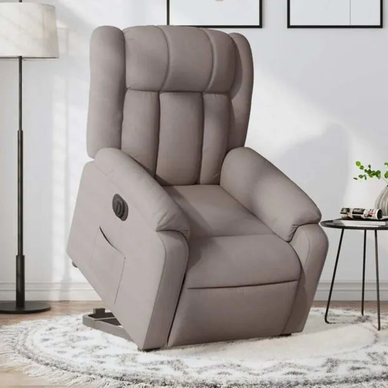 Vidaxl Relaxsessel mit elektrischer Aufstehhilfe aus Stoff in Taupe meliert - Bild 1
