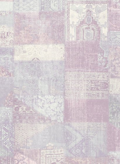 Eijffinger Tapisserie Wandgestaltung Patchwork in Rosa und Violett aus Vlies - Bild 1