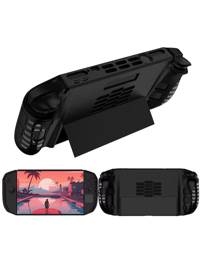 Lenovo Legion Go 2 weiche TPU-Schutzhülle in Schwarz mit kratzfestem Griff und integriertem Ständer - Bild 7