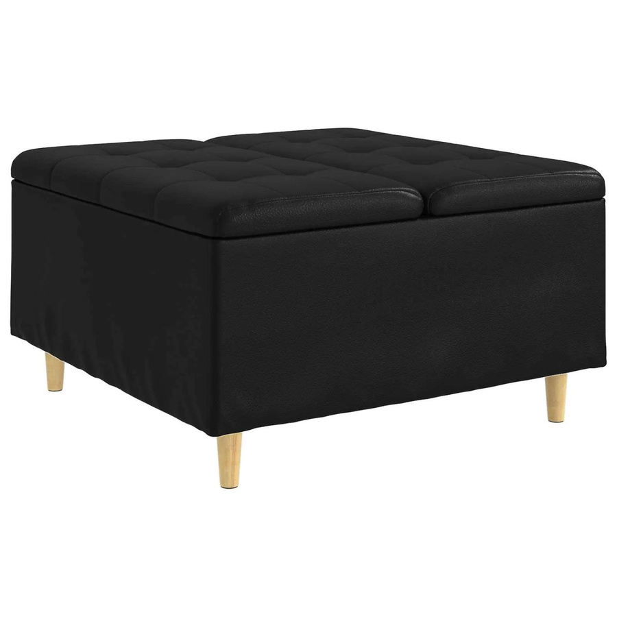 vidaXL Aufbewahrungsottomane aus Kunstleder in Schwarz, B/T/H: 80 x 80 x 45 cm - Bild 2