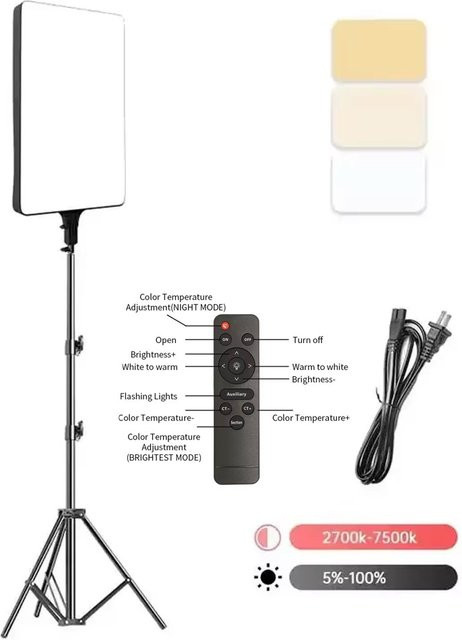SH 24 Zoll quadratisches LED-Videolicht in Schwarz mit Fernbedienung, einstellbarer Helligkeit und Farbtemperatur von 2700k bis 7500k für die Studiobeleuchtung - Bild 1